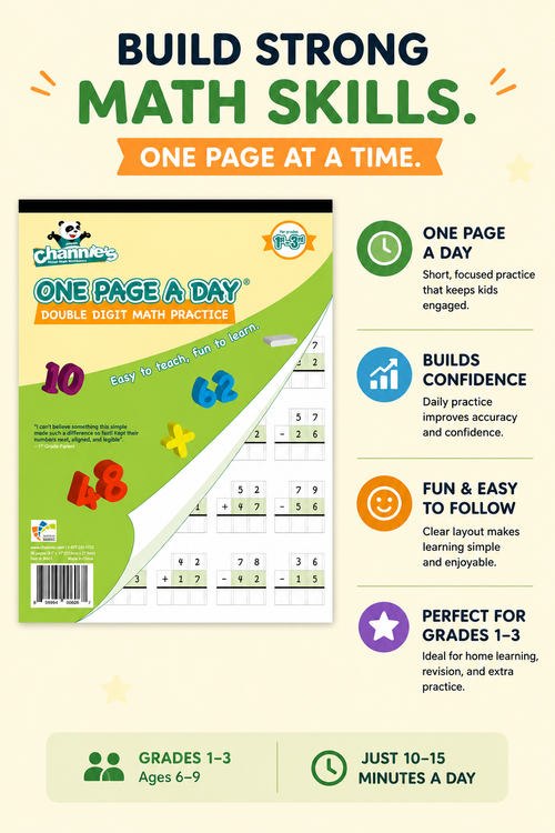 One Page A Day Double Digit Math Workbook – Visual Addition & Subtraction Practice for Grades 1–3